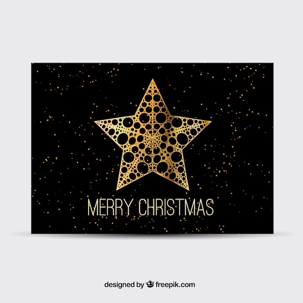 Kostenloser Vektor schwarz weihnachtskarte mit q goldenen stern