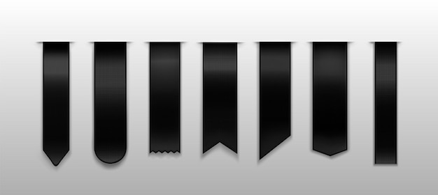 Schwarze Lesezeichen Band Banner 3D-Vektor-Mockup