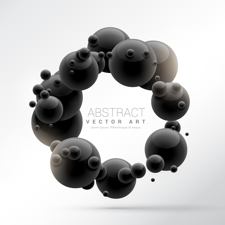 Kostenlose Vektor schwarze moleküle rahmen hintergrund in 3d