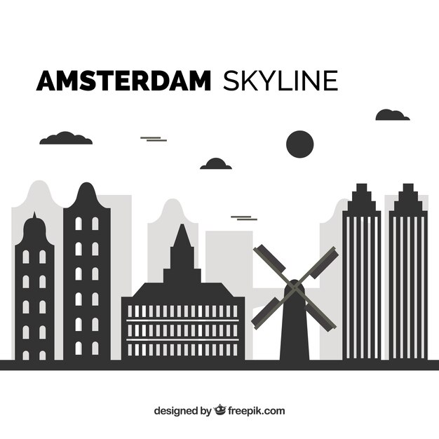 Schwarze Skyline von Amsterdam