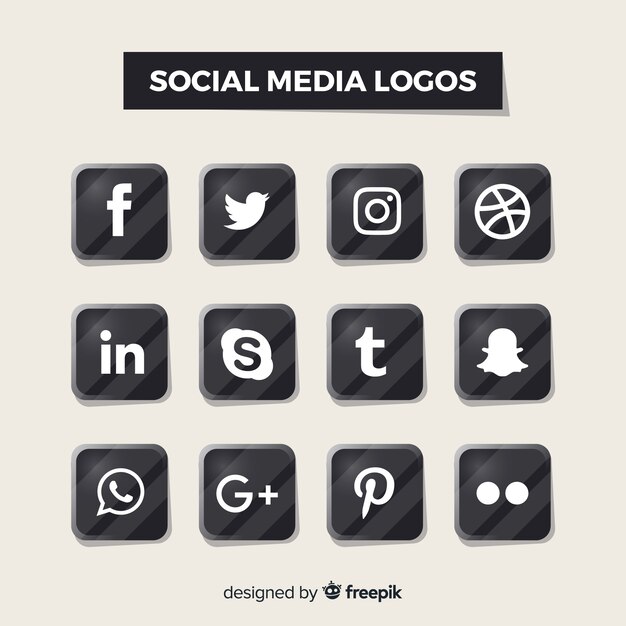 Schwarze Social Media-Logos