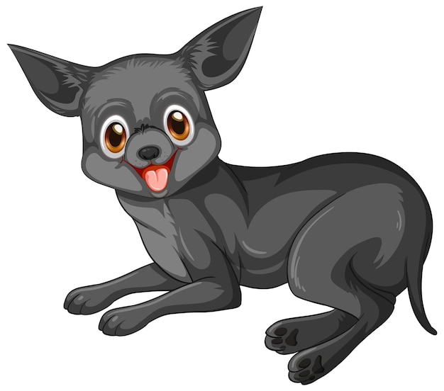 Schwarzer Chihuahua-Hund-Cartoon auf weißem Hintergrund