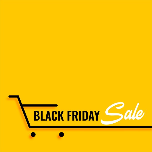 Schwarzer Freitag Verkauf Warenkorb gelber Hintergrund