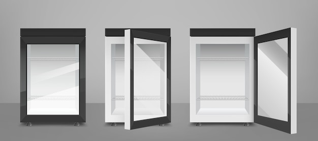 Schwarzer Minikühlschrank mit transparenter Glastür