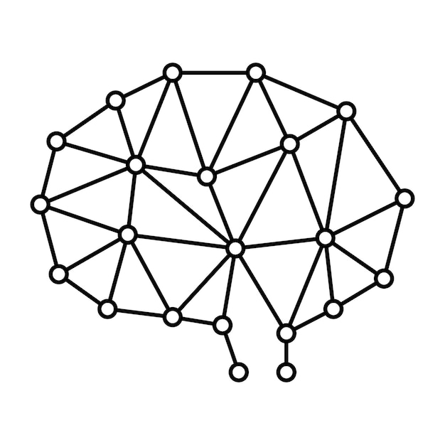 Kostenloser Vektor schwarzer umriss des neuronalen netzwerks