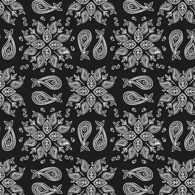 Kostenlose Vektor schwarzes paisley-bandana-muster