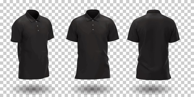Schwarzes Poloshirt für Männer aus verschiedenen Perspektiven