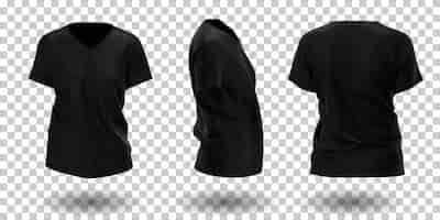 Kostenloser Vektor schwarzes t-shirt-modell mit kurzen ärmeln für frauen