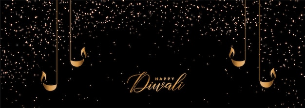 Schwarzes und Goldglückliches diwali funkelt Fahne