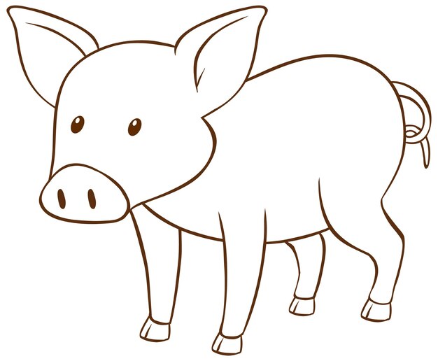 Schwein im einfachen Stil des Gekritzels auf weißem Hintergrund