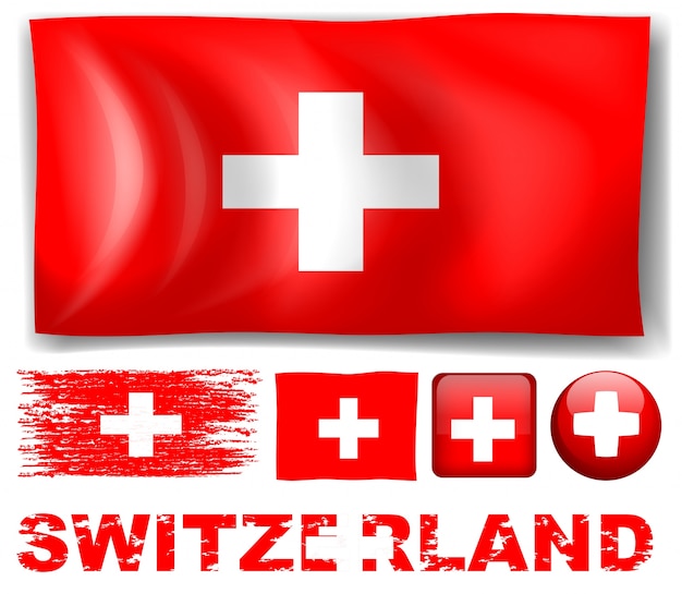 Kostenloser Vektor schweiz flagge in verschiedenen designs illustration