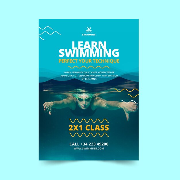 Schwimmen ist eine Flyer-Vorlage für Lebensklassen