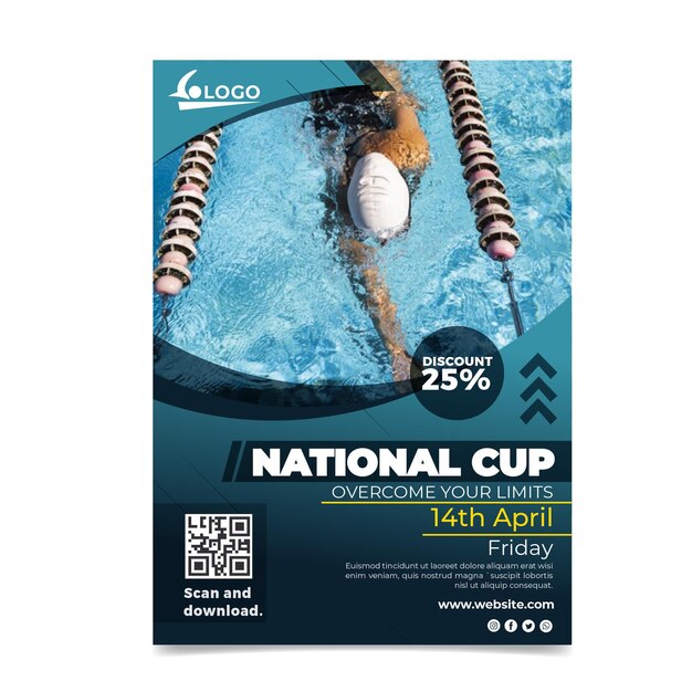 Schwimmende nationale Pokalplakatschablone