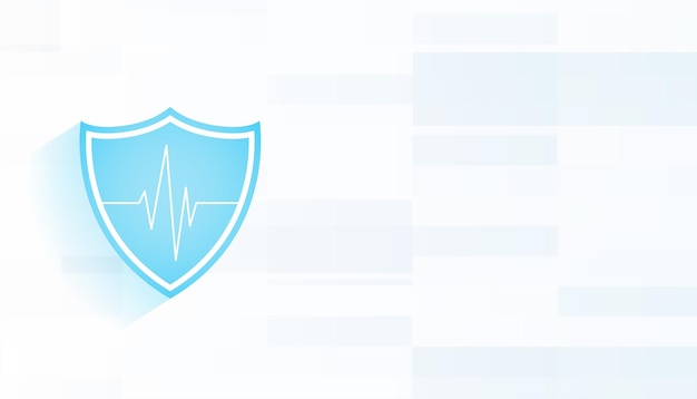 Kostenloser Vektor science-fiction-hintergrund des medizinischen dienstes mit schutzschild und ekg-diagramm