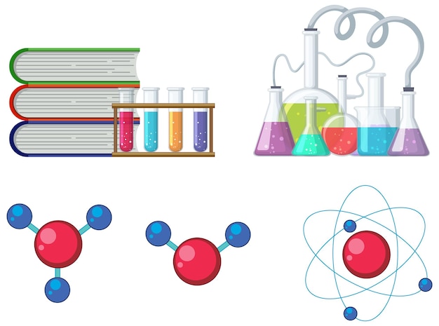 Kostenloser Vektor science icon logo atomlaborausrüstung und -werkzeuge