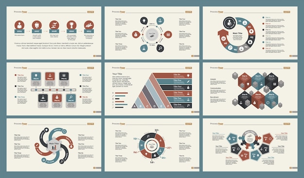 Sechs Finanzen Charts Slide Vorlagen Set
