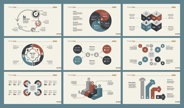 Sechs Management Charts Folienvorlagen Set
