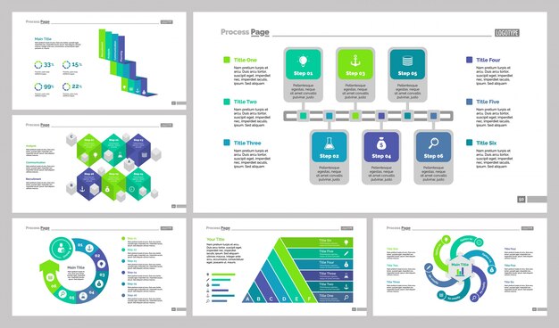 Sechs Marketing Slide Vorlagen Set