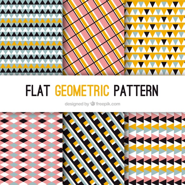 Sechs Muster von geometrischen Formen