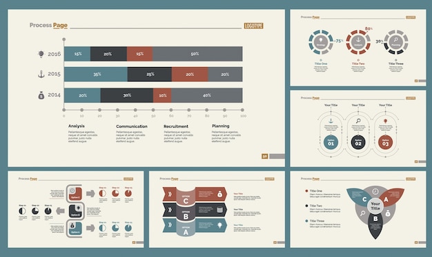 Sechs strategie slide vorlagen set