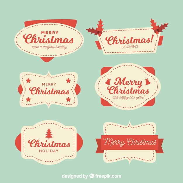 Sechs Vintage Weihnachtsabzeichen