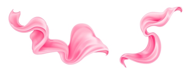 Kostenloser Vektor seide fliegender stoff rosa satinband stoffschal