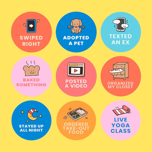 Selbstquarantäne Social Media Story Bingo Designelemente Set Vektor