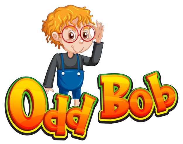 Seltsames Bob-Logo-Textdesign mit nerdy boy