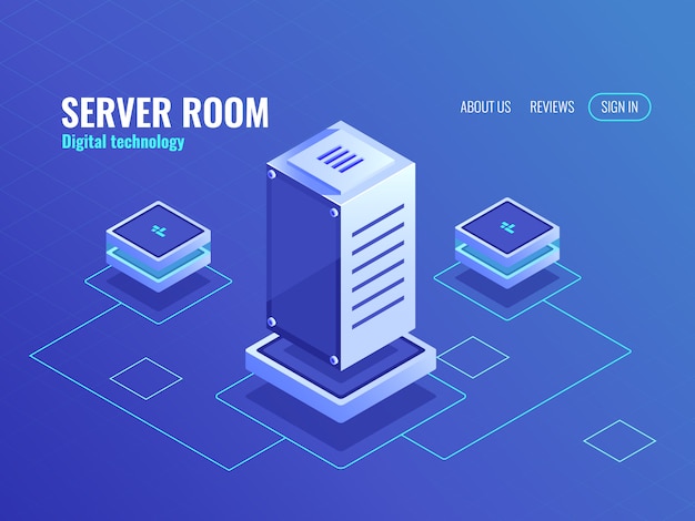 Serverraum, großes Datenverarbeitungszentrum und Datenbank, digitale Computertechnologie