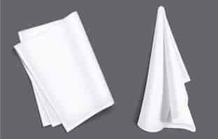 Kostenloser Vektor servietten-tischdecke aus weißem küchentuchstoff
