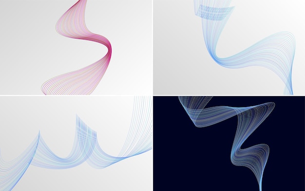 Set aus 4 Vektorlinien-Hintergründen, um Ihre Designs auf die nächste Stufe zu heben