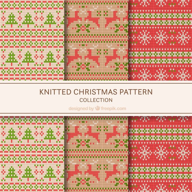 Set aus gestrickten Weihnachtsmustern