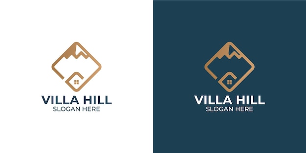 Set aus villa-logo-kombination mit berg