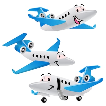 Nette Comic Flugzeug Jet Fliegen Schnell In Den Himmel Kostenlose Vektor