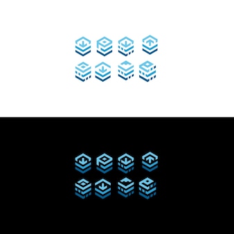 Set cube-box-sechseck mit inspiration für das design des anfangsbuchstaben-logos