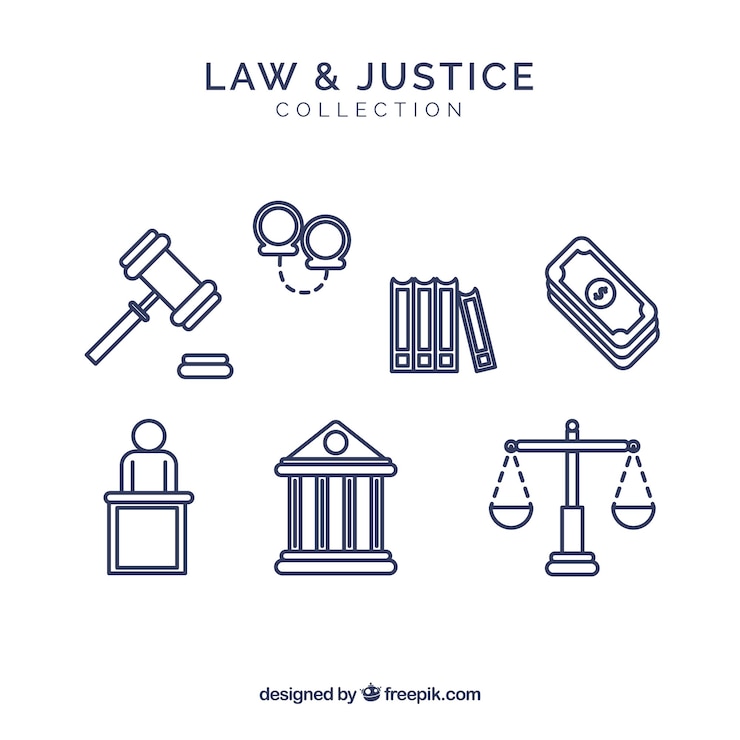 Kostenlose Vektor set de elementos de derecho y justicia