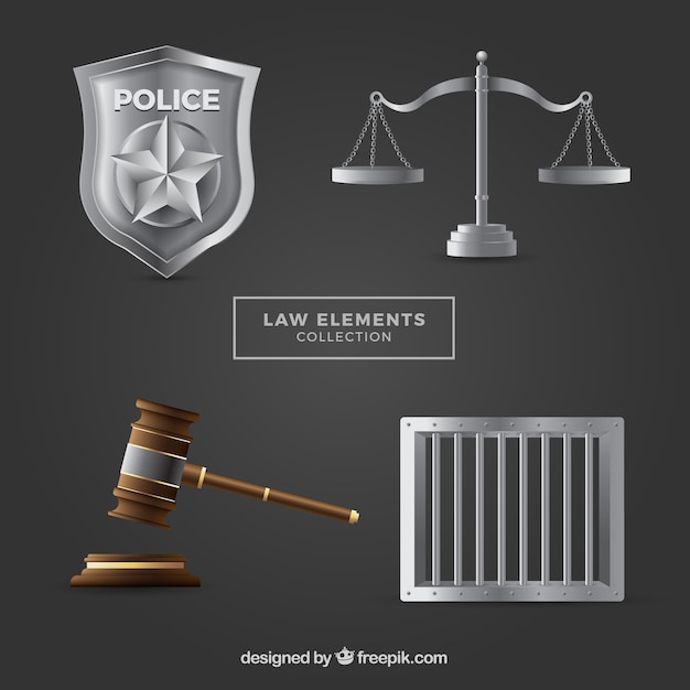 Kostenloser Vektor set de elementos de derecho y justicia