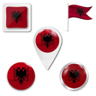 Set der nationalflagge albaniens