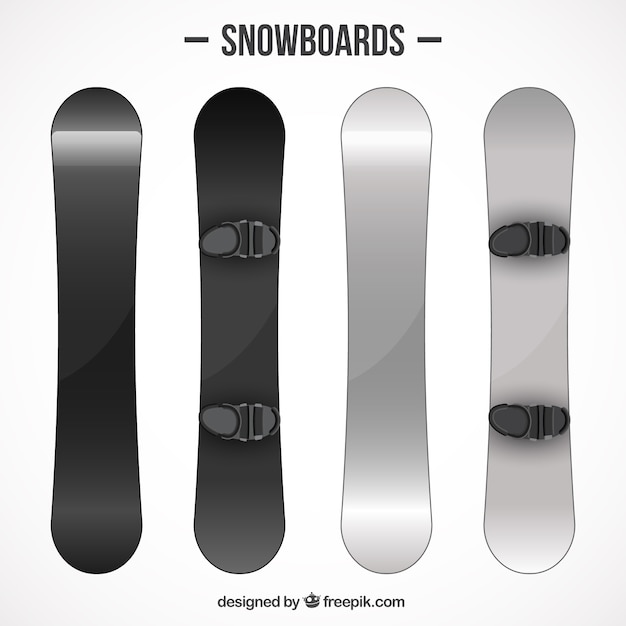 Kostenloser Vektor set grau snowboards