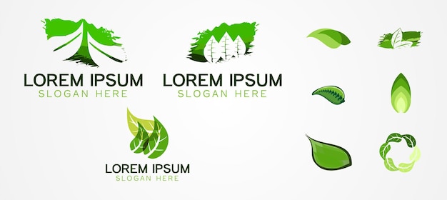 Set grünes blatt logo designs inspiration isoliert auf weißem hintergrund