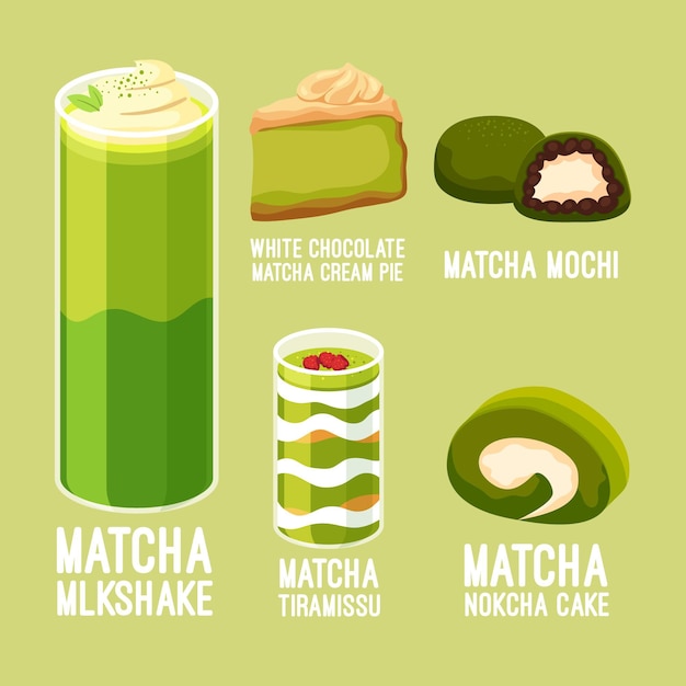 Kostenloser Vektor set matcha-desserts