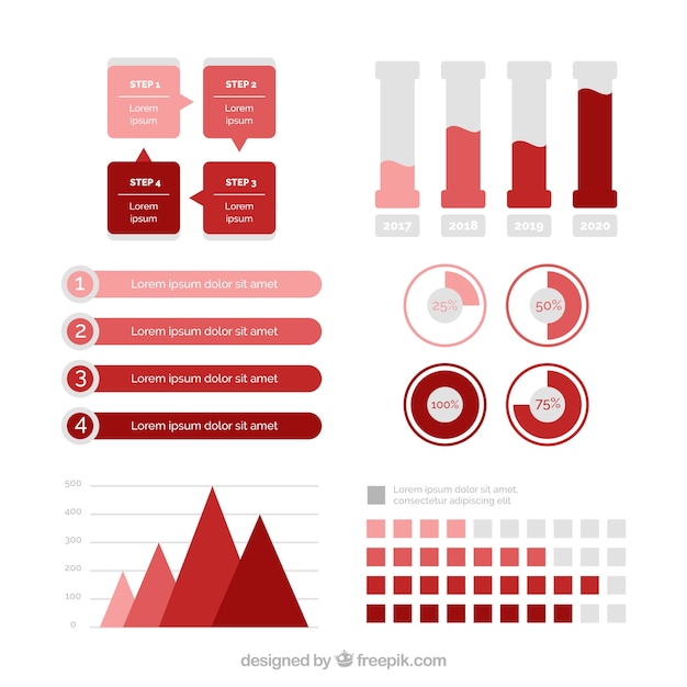 Set rote infografik elemente