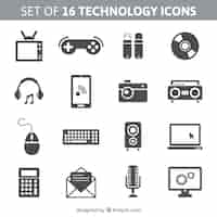 Kostenloser Vektor set von 16 icons-technologie