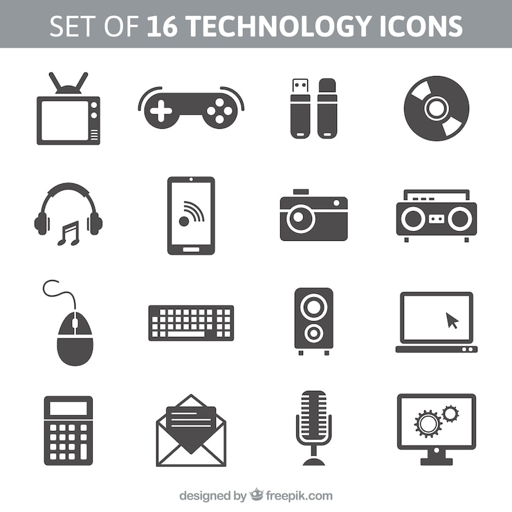 Kostenlose Vektor set von 16 icons-technologie