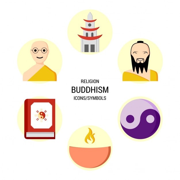 Set von buddhismus symbole