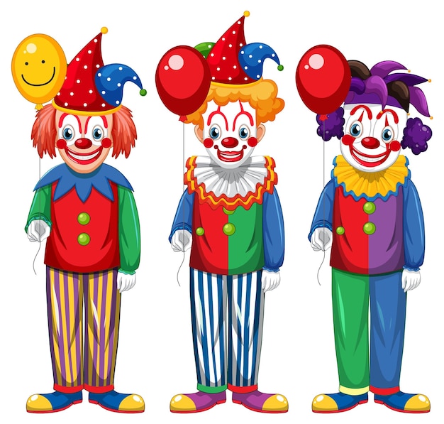 Set von clown-zeichentrickfiguren