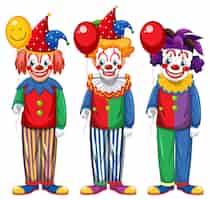 Kostenloser Vektor set von clown-zeichentrickfiguren