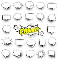 Kostenloser Vektor set von comic-comic-sprechblasen leere dialog-wolken