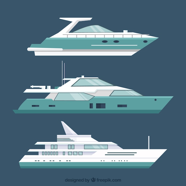 Kostenloser Vektor set von drei modernen booten