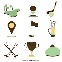 Kostenloser Vektor set von golfsymbolen
